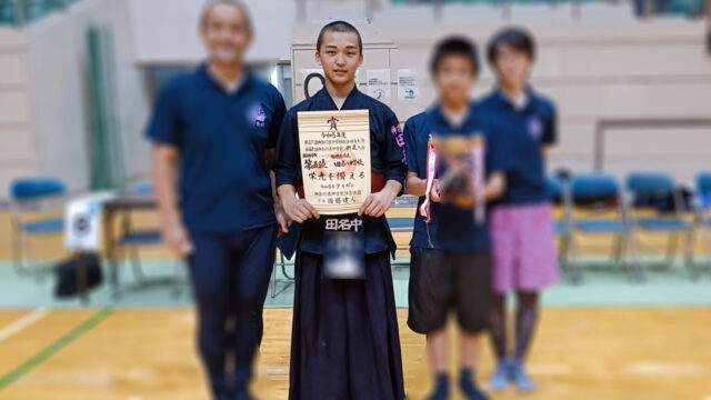 県総体男子団体戦でKくん（田名中）が5位入賞！関東大会出場！！